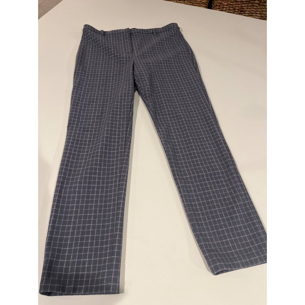 Theory Womens Gray Windowpane Check Slim Fit Pants Size 6 - Tailored Trousers Wi